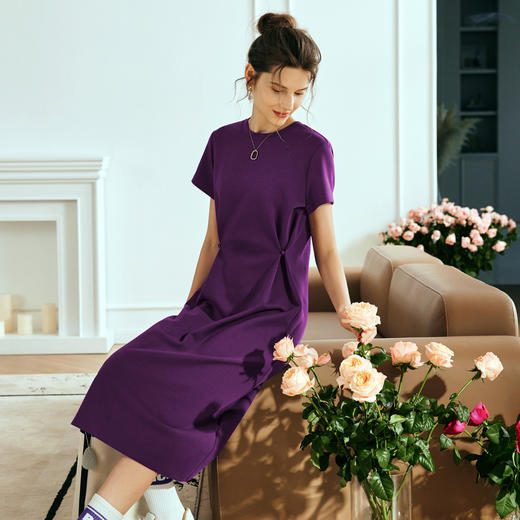 OLrain欧芮儿法式紫色连衣裙女夏季2023年新款收腰气质减龄A字裙 商品图1