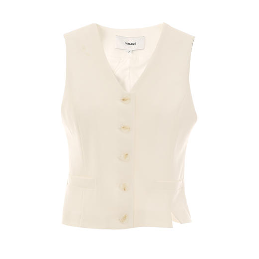 VIMAGE纬漫纪春季新款显瘦英式无袖背心短马甲上衣女V2103729 商品图5