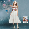 两三事甜莓慕斯2024夏季新款民族风拼色镂空吊带连衣裙飘逸长裙 商品缩略图0