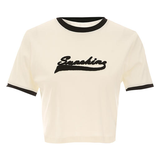 VIMAGE纬漫纪夏季新款时尚百搭打底舒适撞色短款T恤女V2102706 商品图6