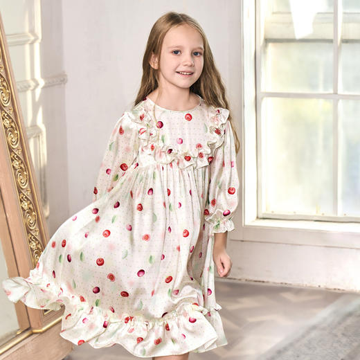 SOLO SETA22姆米真丝儿童睡裙女桑蚕丝印花连衣裙2025秋冬丝绸新款 商品图1