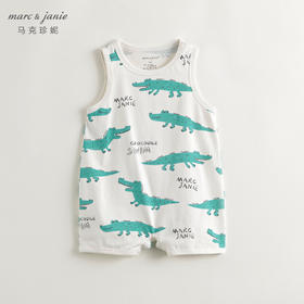 [凉感透气]马克珍妮男宝宝趣味鳄鱼连体衣婴儿爬服夏装新款240521