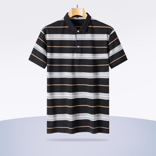 【新款DPS】大依优型大码男装条纹短袖Polo衫翻领加肥加大透气吸汗夏季上衣半袖t恤夏装 商品图1