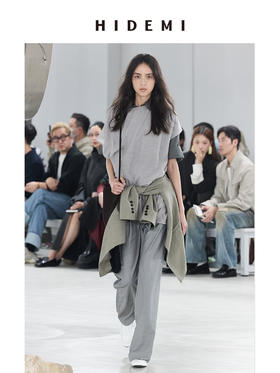 HIDEMI 简约舒适感抽绳收腰压褶休闲西装裤
