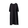 绽放223朵/优雅气质新中式后领系扣侧开衩宽松干洗亚麻黑色连衣裙 商品缩略图4