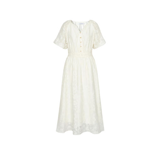 【严选】伊芙丽小法式优雅气质撞色高级感重工提花连衣裙女2024夏装新款1F4990631 商品图4