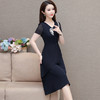 QYM-247235夏季短袖连衣裙时尚中式国风裙拼结双层假两件中长裙 商品缩略图1