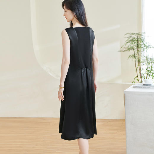 米思阳2025夏季新款通勤简约风连衣裙知性经典百搭圆领连衣裙0738 商品图2