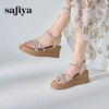 Safiya/索菲娅2024 夏季仙女风水钻一字带松糕厚底坡跟凉鞋 SF42115404 商品缩略图0