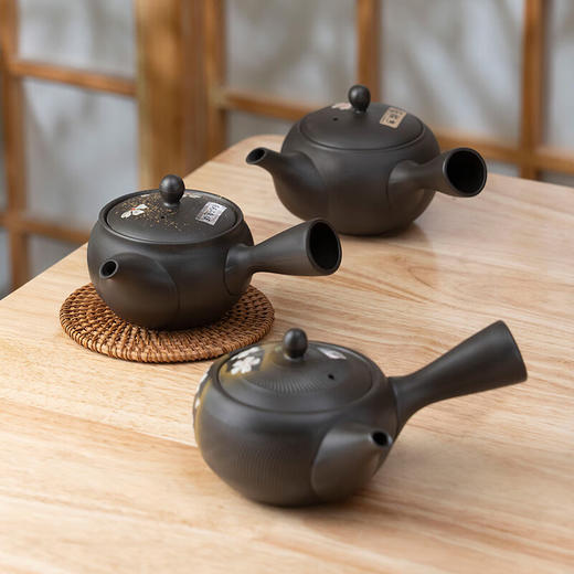 【非同款】美浓烧（Mino Yaki）常滑烧日本进口手作紫砂黑泥富仙手绘樱花复古粗淘过滤泡茶壶茶具 商品图0
