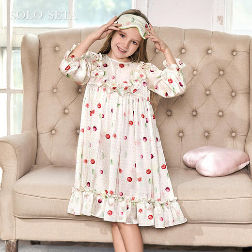 SOLO SETA22姆米真丝儿童睡裙女桑蚕丝印花连衣裙2025秋冬丝绸新款 商品图0