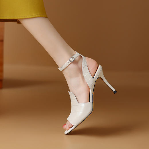 【预售5天】优雅百搭细高跟，里外全皮露趾凉鞋HY&M900-1 商品图9