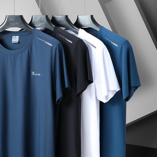 【Q】【冰丝速干】【新款DWN】大依优型大码圆领短袖T恤夏季加肥加大肥佬休闲宽松透气上衣男士半袖夏装 商品图1