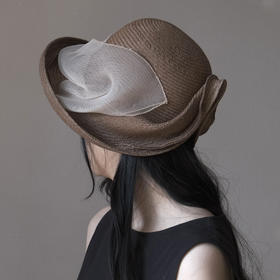 Kreuzzz 棕红色Earth Bonnet网纱圆顶草帽