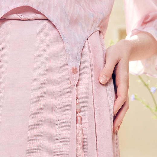 两三事洛神赋2024夏季新款新中式流苏装饰盘扣立领绣花衬衫女 商品图2