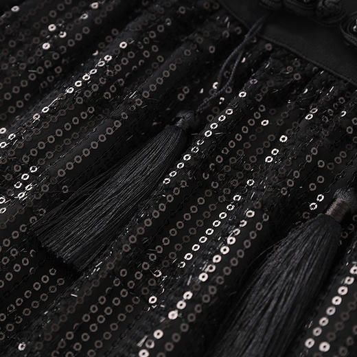 轻奢贵气，重工钉珠盘扣亮片高腰半身裙WLZD-2411508 商品图2