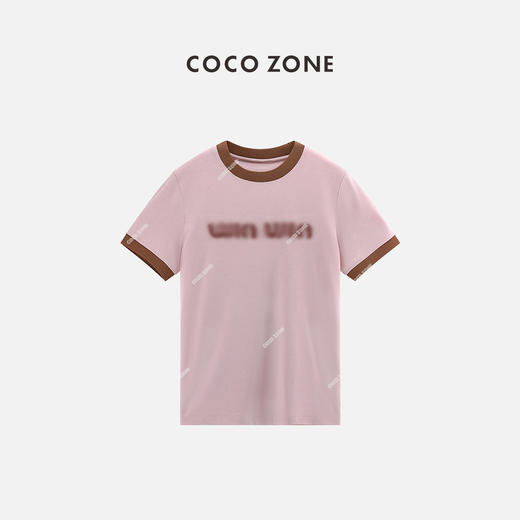 ZONE2024"粉柔T"早春时尚撞色字母设计感短袖T恤CC1A0613 商品图0