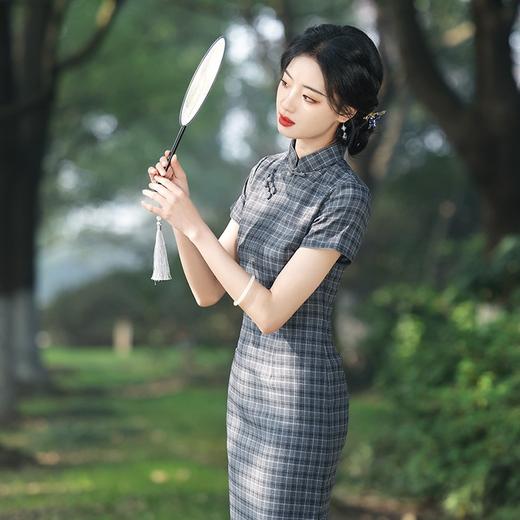 格子年轻款少女，气质高端日常素雅旗袍CCG-9193 商品图0