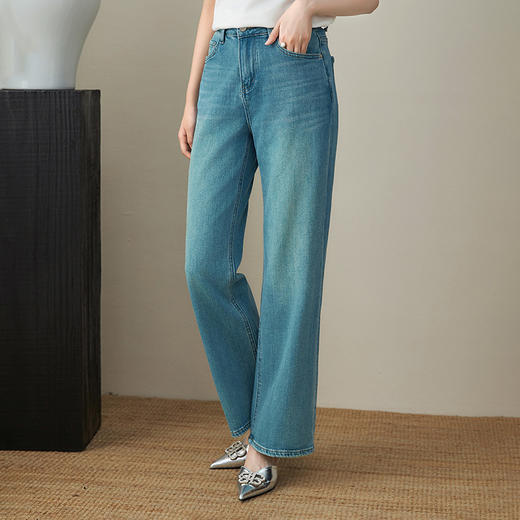百搭复古，水洗高腰直筒小个子阔腿裤WLZD-2411505 商品图0