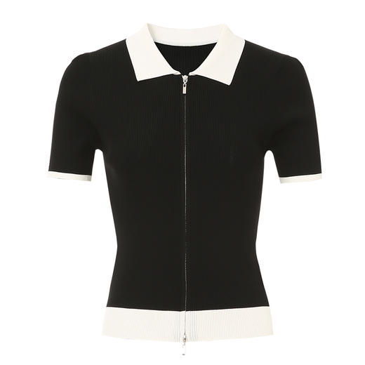 EITIE爱特爱夏季新款时尚气质通勤撞色翻领针织上衣B2401304 商品图6