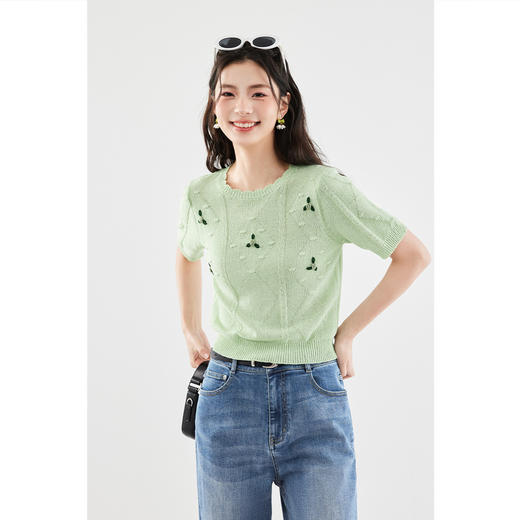 【严选】诗凡黎圆领钩花针织衫SF4130811 商品图2