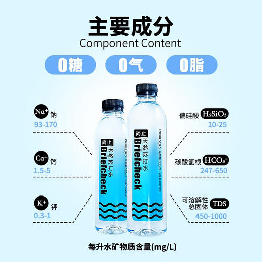 简止（Briefcheck）饮用天然苏打水 无气饮用水  500ml*24瓶 商品图4