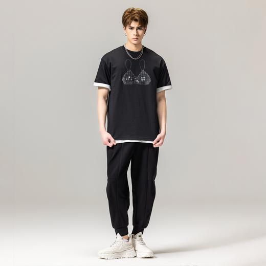 PINLI品立2024春季新款男士印花体恤休闲圆领短袖T恤BG231111037 商品图3