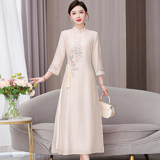 AHM mdnz5710改良版旗袍连衣裙复古国风刺绣裙 商品图2