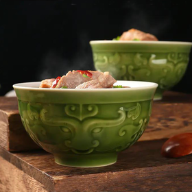 乾唐轩活瓷饭碗活瓷饭碗2入彩绘创意陶瓷饭碗中式汤碗菜碗家用套装新婚送结婚礼物搬家礼物