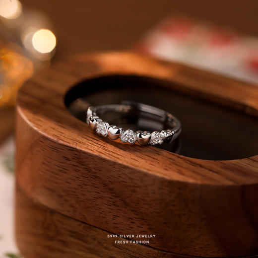 【心连心】S999银微镶锆石爱心戒指【YXS-K1569】 商品图1