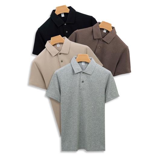 高端230g棉无痕领Polo衫男短袖t恤纯色新疆棉商务压胶男式Polo衫 商品图4