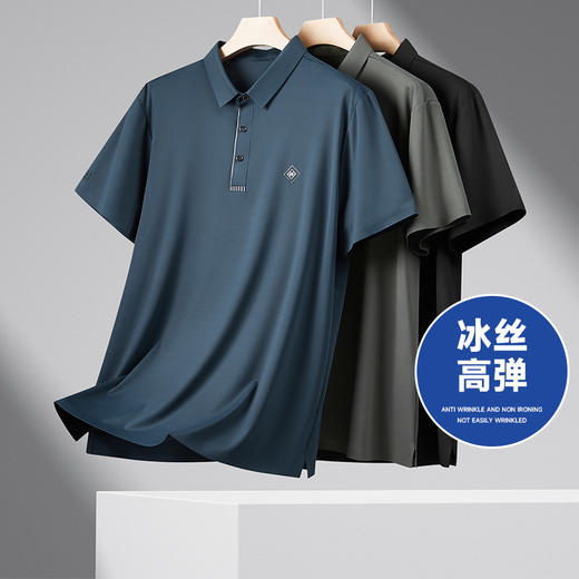 【冰丝高弹】【新款DWN】大依优型大码短袖Polo衫翻领加肥加大男装大号大码上衣男士休闲半袖夏季 商品图0