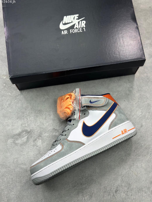 夏日特惠💰460 公司级 Nike Air Force 1 Mid 灰蓝橙麂皮 空军一号中帮休闲板鞋 商品图2