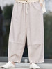 PETIT SCHAN小闪 CLO#459  catch up 叙旧 色织棉麻松紧腰立体剪裁宽松休闲萝卜裤 商品缩略图3