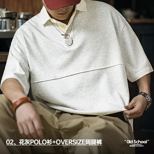 工装优选 美式复古重磅针织短袖polo衫cleanfit翻领五分袖T恤男夏 商品图4