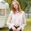 欧芮儿2022春装新款长袖碎花雪纺衫女时尚复古百搭蝴蝶结蕾丝衫 商品缩略图0
