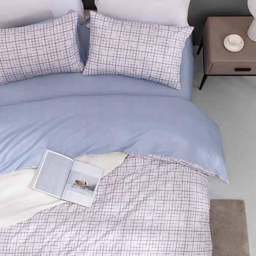 罗莱（LUOLAI）四件套纯棉床单被罩枕套全棉床上WD单双人简约诺曼风沐幽兰 MISS可可 200*230cm 商品图3