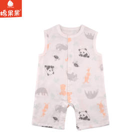 棉果果夏季新品3A抗菌纱布无袖连体衣M201724224366