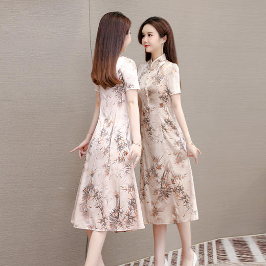 新中式印花改良旗袍，盘扣短袖连衣裙QYM-LRX-131330-Y 商品图2
