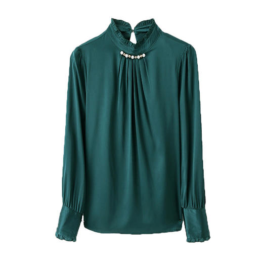 真丝长袖衬衫温柔淑女花边领桑蚕丝ASE9005-1 商品图4