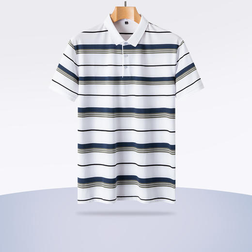 【新款DPS】大依优型大码男装条纹短袖Polo衫翻领加肥加大透气吸汗夏季上衣半袖t恤夏装 商品图0