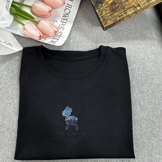 【桑蚕丝丝光棉短袖 小羊款短袖T恤女】基础款 宽松小羊款 刺绣字母搭配短袖T恤女 商品图5