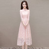 QYM-9605改良旗袍裙中国风中袖气质蕾丝裙夏季网纱裙 商品缩略图6