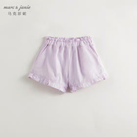 马克珍妮2024年夏装新款女童天丝透气凉感花边牛仔短裤240616