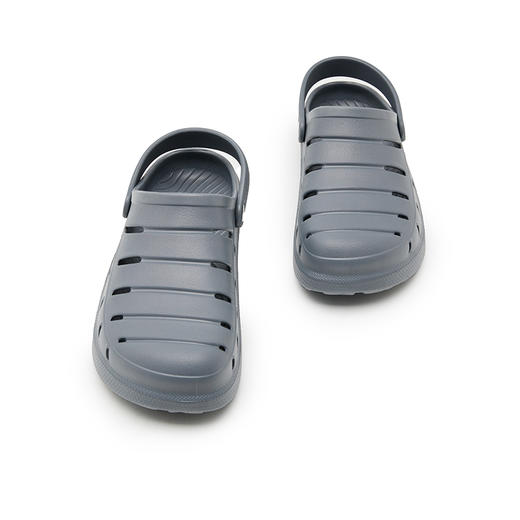 西遇厚底洞洞鞋男2024新款夏季简约休闲黑色沙滩凉鞋软底外穿拖鞋21545546 商品图2