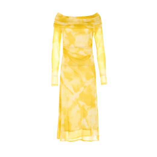 VIMAGE纬漫纪春季新款法式露肩一字领时尚高腰中长款印花连衣裙V2107716 商品图5