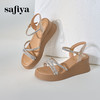 Safiya/索菲娅2024 夏季仙女风水钻一字带松糕厚底坡跟凉鞋 SF42115404 商品缩略图4