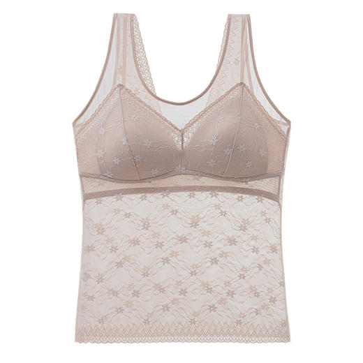 【轻盈透气，美体塑形】法式宽肩网纱，圆领性感蕾丝，突显性感曲线，舒适透气，穿着轻盈，清新凉爽，无钢圈轻塑修身美体，一体式胸垫舒适透气！ 商品图6