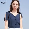 OLrain法式高级穿搭蓝色雪纺衫女夏季2022新款宽松系带设计感上衣 商品缩略图0