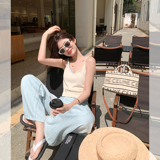 <曾小咸推荐> 【海盐冰椰椰】杏色吊带+蓝色裤子 商品图0